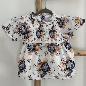 Janie and Jack Floral Smocked Flutter Sleeve Top Size 18-24 month